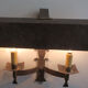 Pair of mid century patinated iron outdoor wall lights, 1960