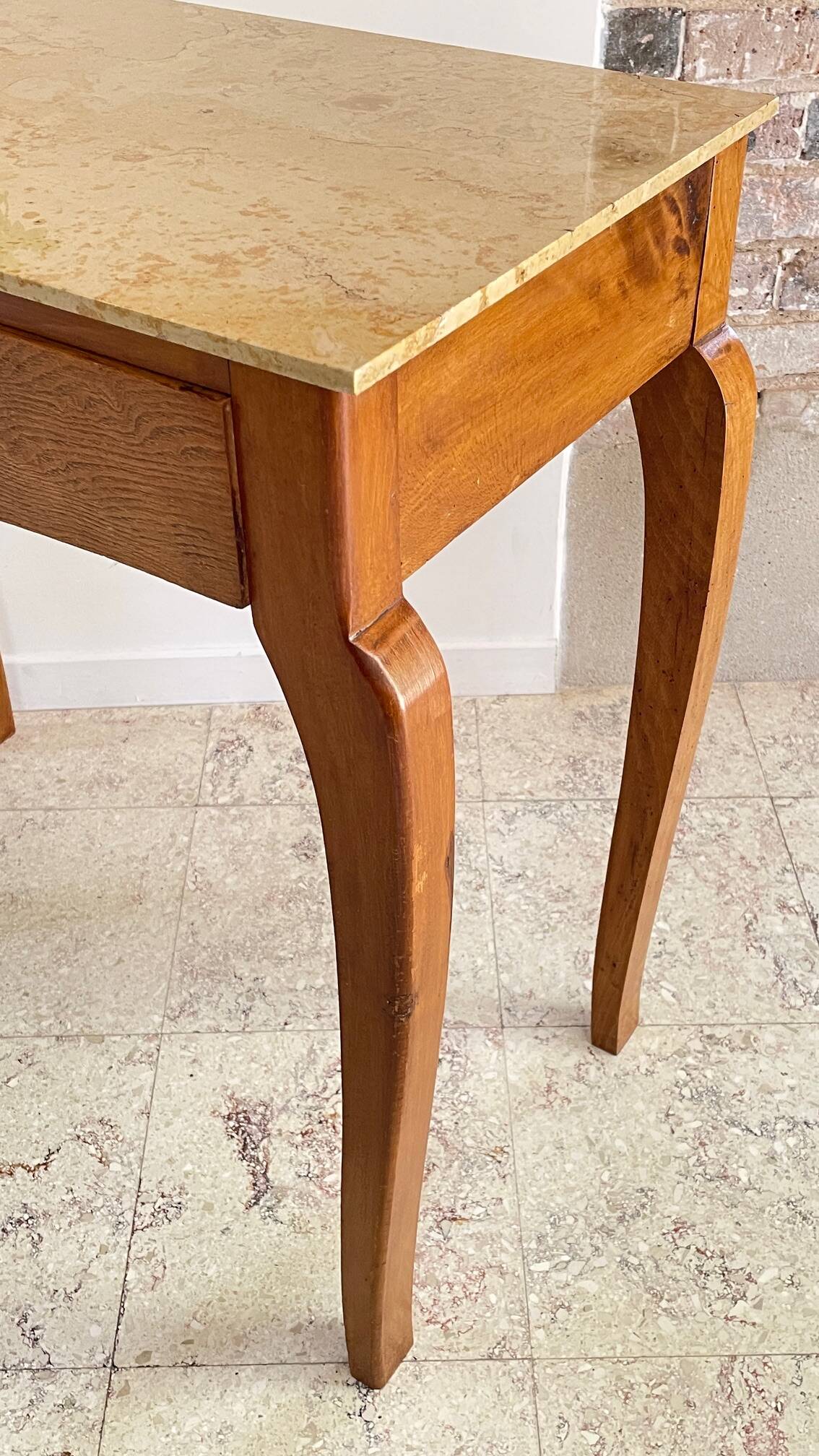 Vintage wood and marble console desk