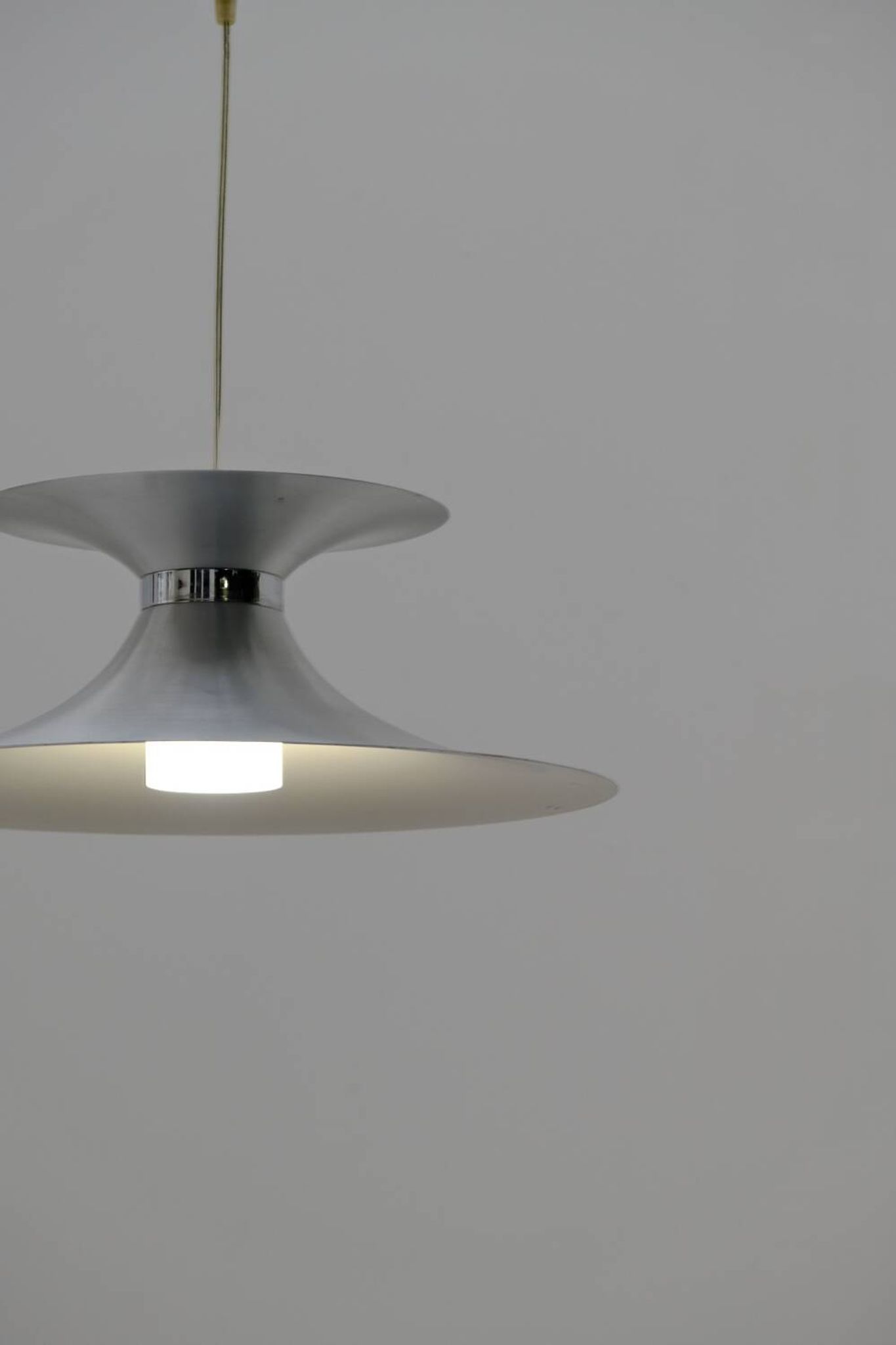 Scandinavian chandelier by MARKSLÖJD in aluminum and opaline, Sweden 1970