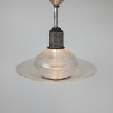 Art deco glass and steel ceiling lamp, 1920