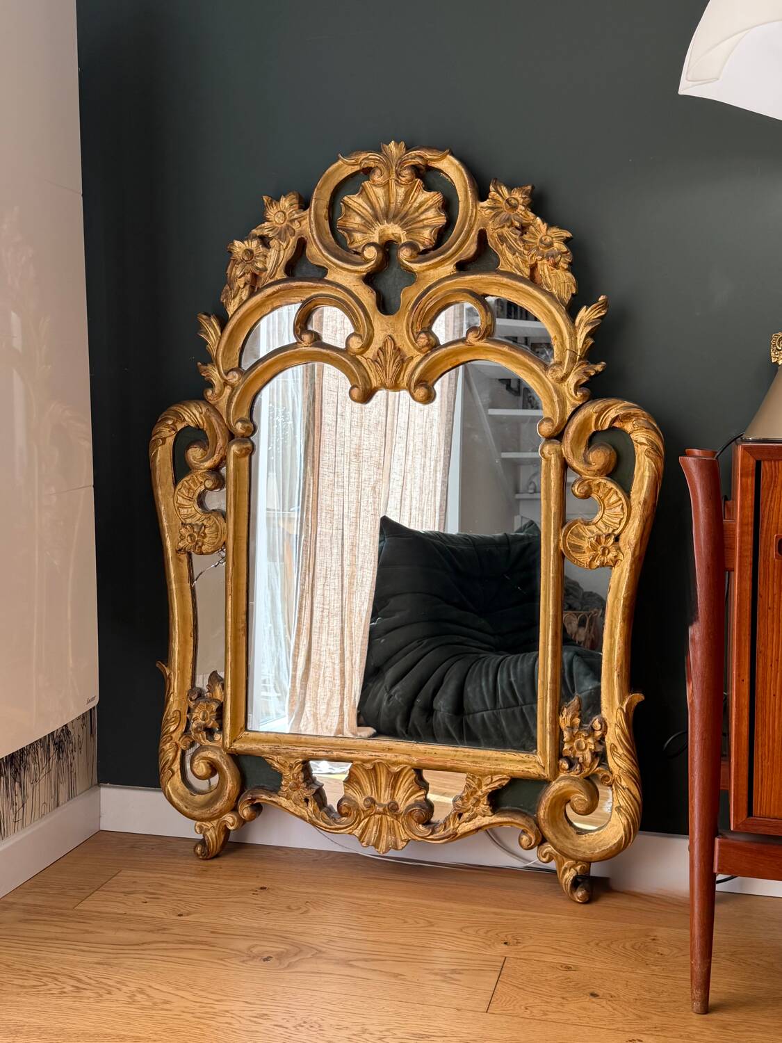 Large gilded mirror – Louis XV style – 19th century work