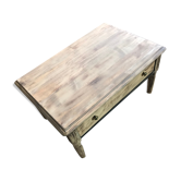 Table basse ancienne tiroir campagne ferme bois sculpté vintage