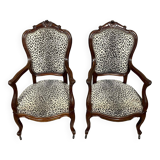 Pair of Napoleon III period curved armchairs in mahogany circa 1850