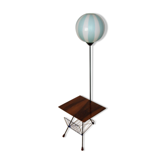 Floor lamp with newspaper holder