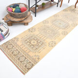 Shabby chic oushak runner rug 333x82cm