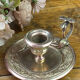 Hand candle holder, butterfly decoration, solid brass