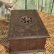 Old artisanal box in carved wood made of French (Brittany)