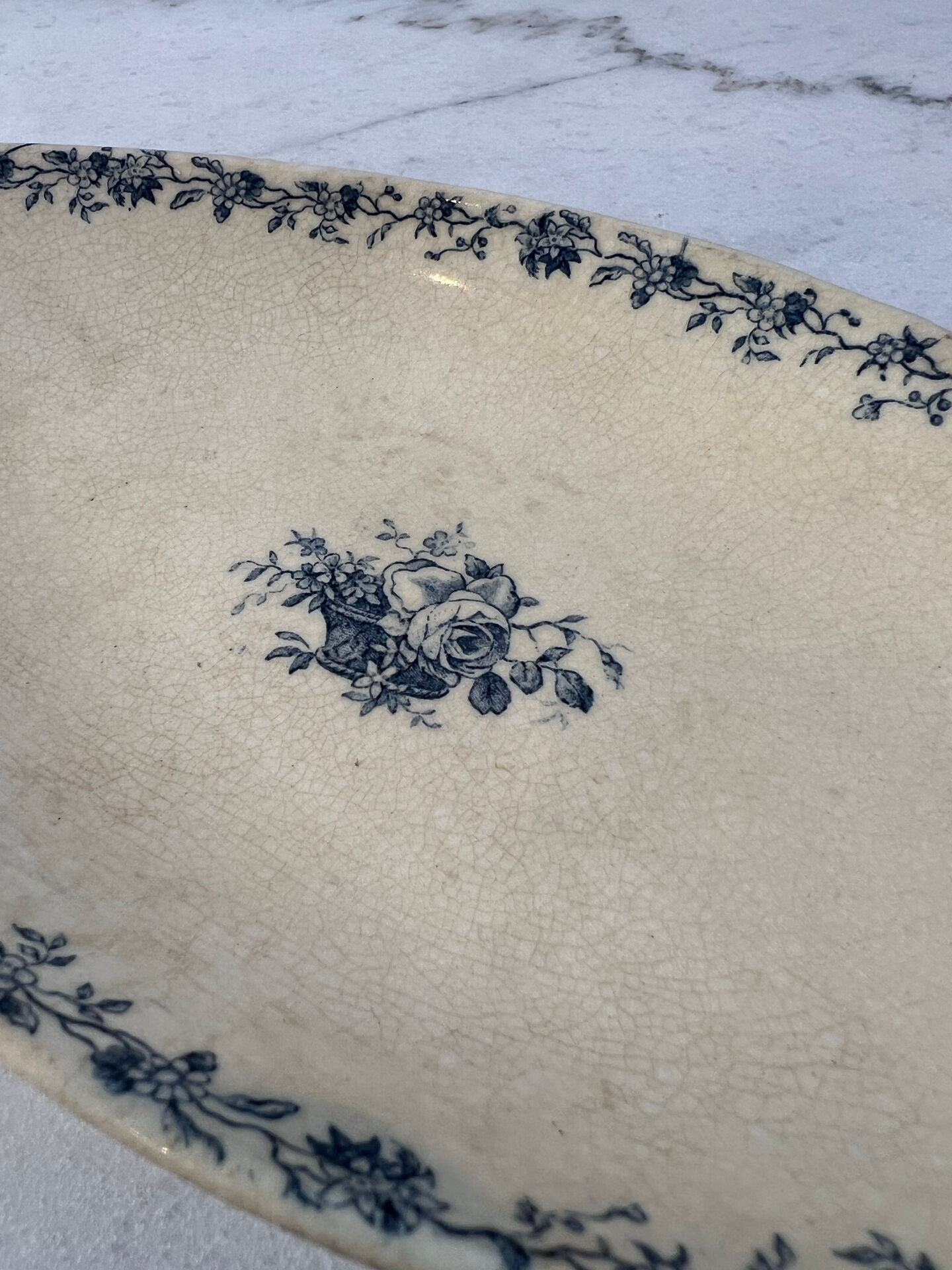 Ravier Gien blue floral decoration 24cm
