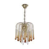 Lustre cascade ambrée en verre de Murano