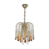 Amber waterfall chandelier made of Murano glass