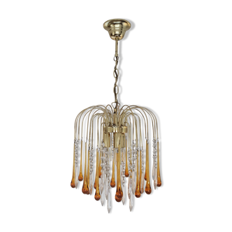 Amber waterfall chandelier made of Murano glass