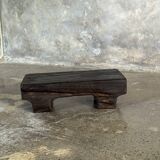 Small stool, black solid teak accent stool wabi-sabi L30 W8.5 H6.