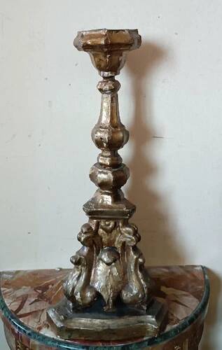 Ancien Chandelier En Bois Sculpté Style Baroque Fine 600 Toscane