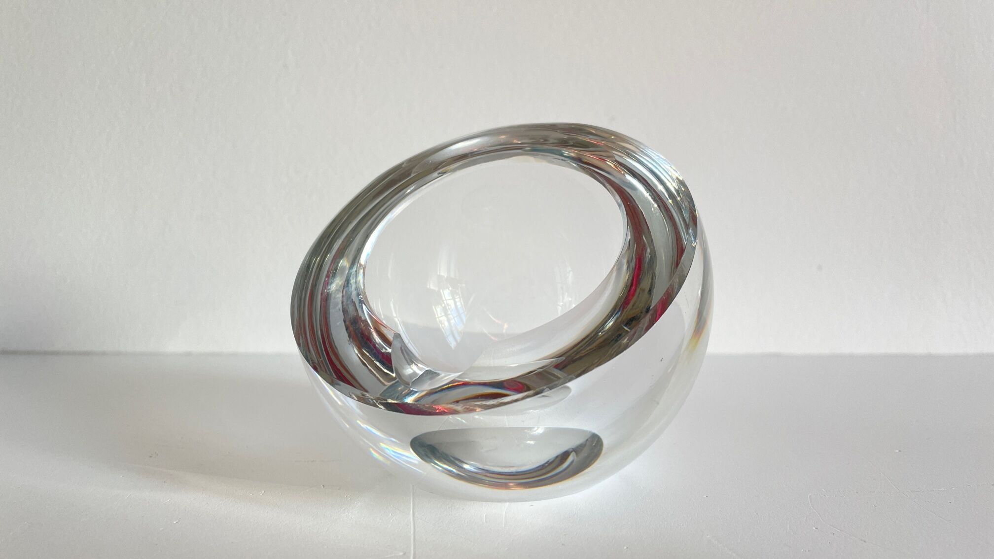St Louis crystal pocket-empty ashtray, France