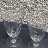 6 grands verres à vin anciens, motif floral ciseles,