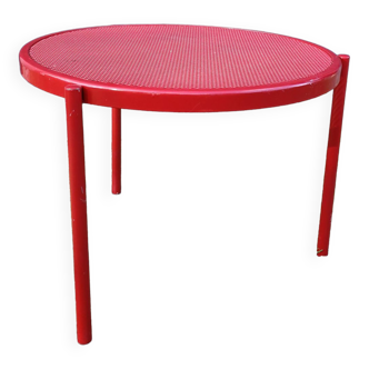 Red metal side table