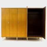 Large vintage mid century modern 5-door wardrobe in flamed maple, 1960s
