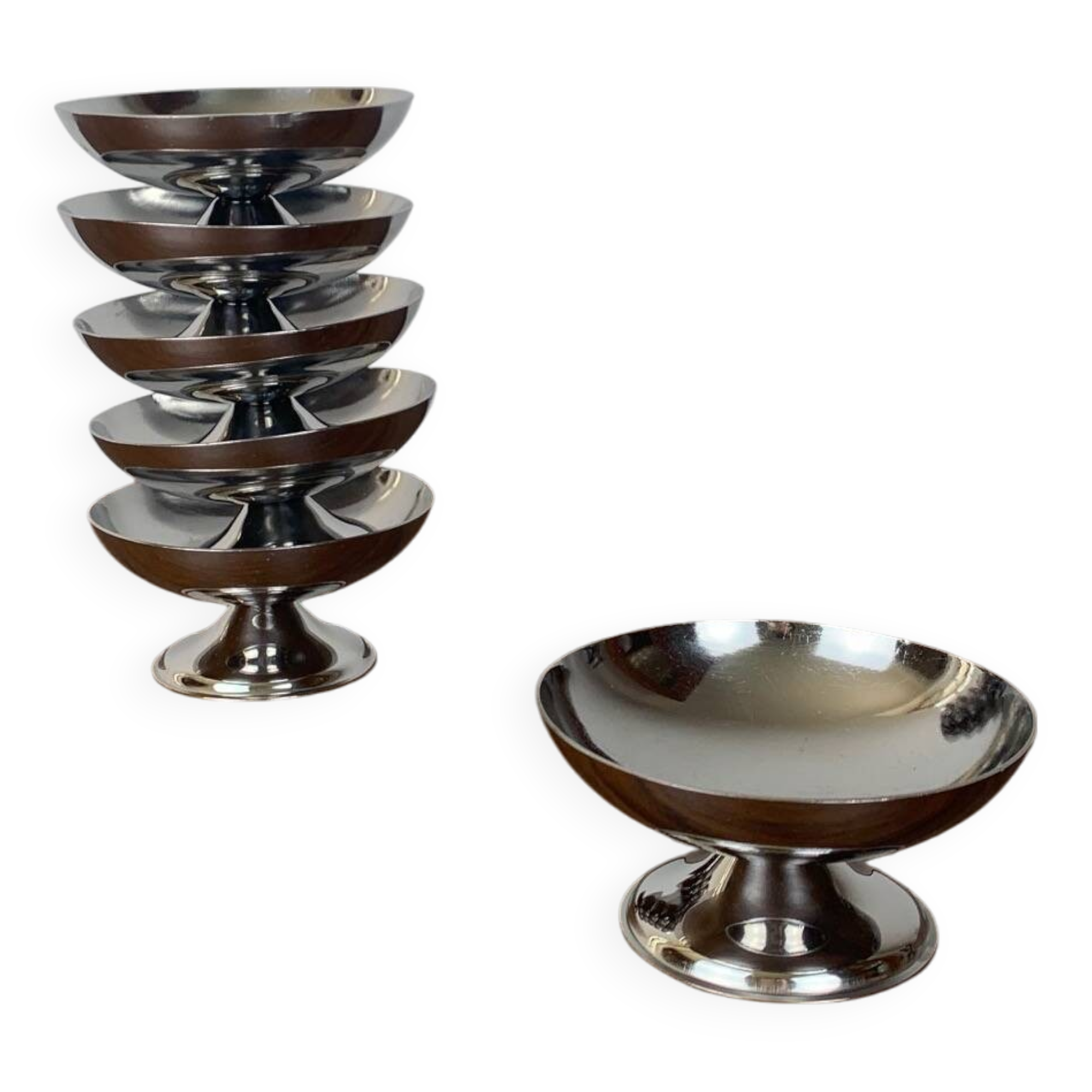 6 coupes à dessert en inox, 1970