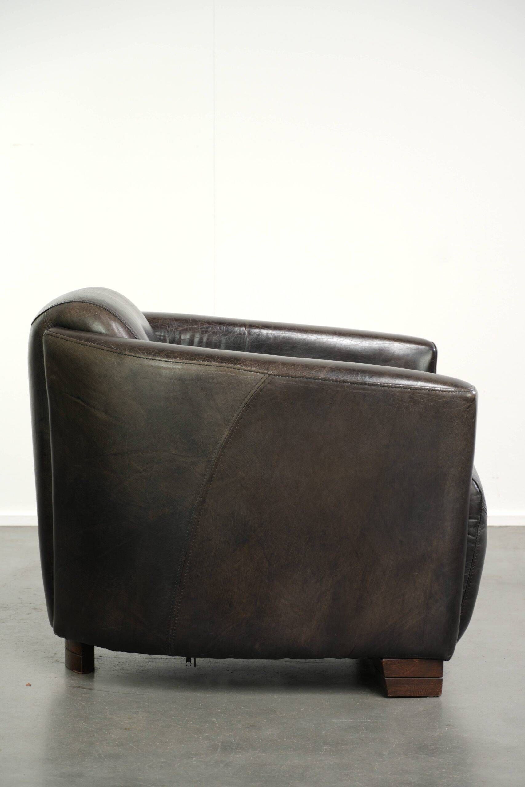 Fauteuil design Aviator en cuir de vache grainé
