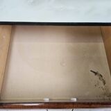 Vintage six-drawer mahogany burl dresser with glass top