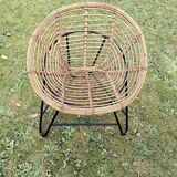 Pair of mid century bamboo and iron pod chairs, 1960s