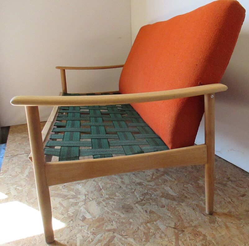 Scandinavian orange wool sofa