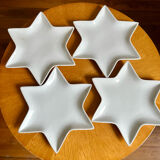 Set of 4 star-white earthenware plates