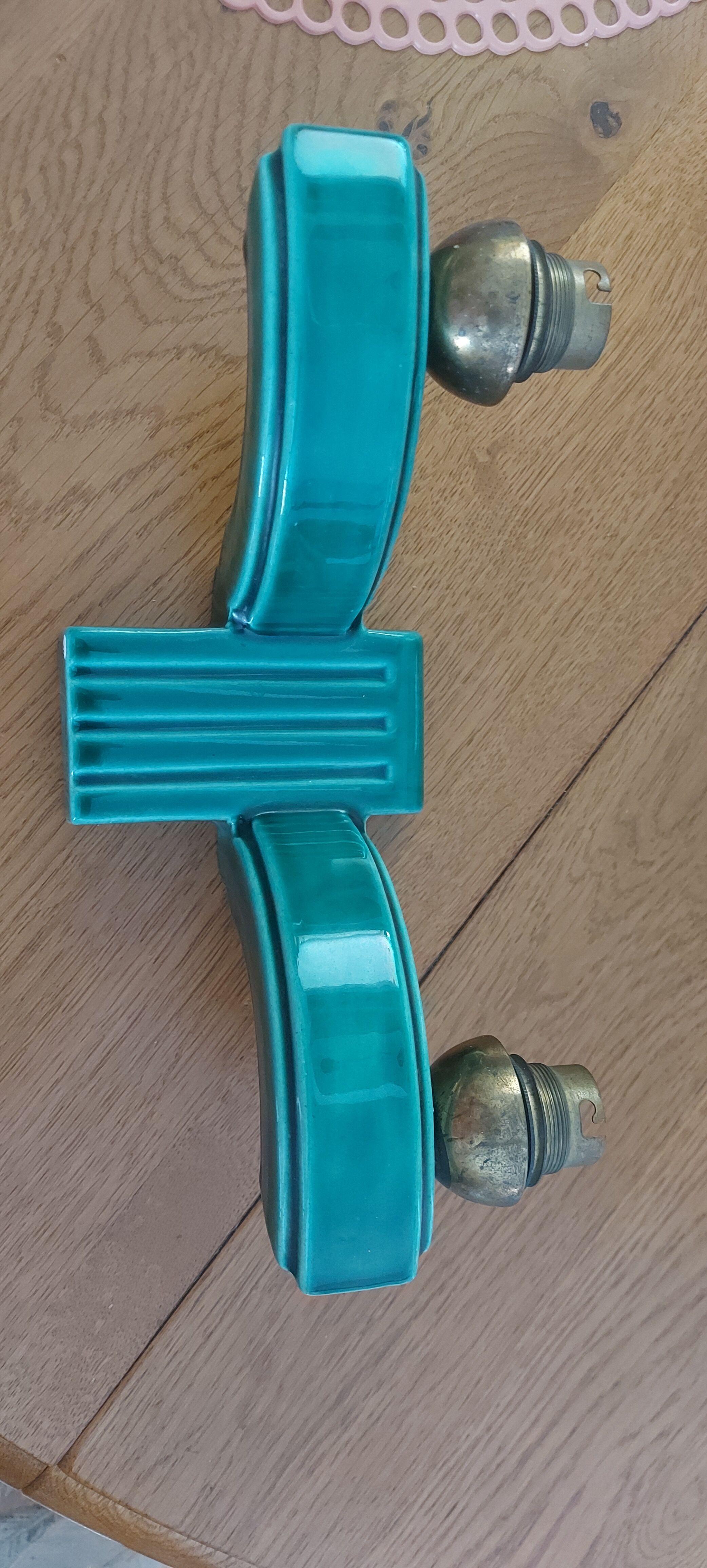 Double wall lamp in earthenware style, Art Deco, Year 1950