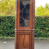Victorian corner cabinet in solid wood and marquetry