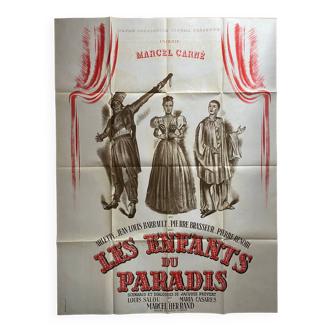 Affiche cinéma "Les Enfants du Paradis" Marcel Carné, Arletty 120x160cm 70's