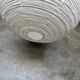Grande suspension en rotin et lin naturel japonisante ronde aplatie (Labu) H57 D80
