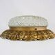 Brass and gold metal ceiling and diamond chiseled glass globe, double lights. Year 80