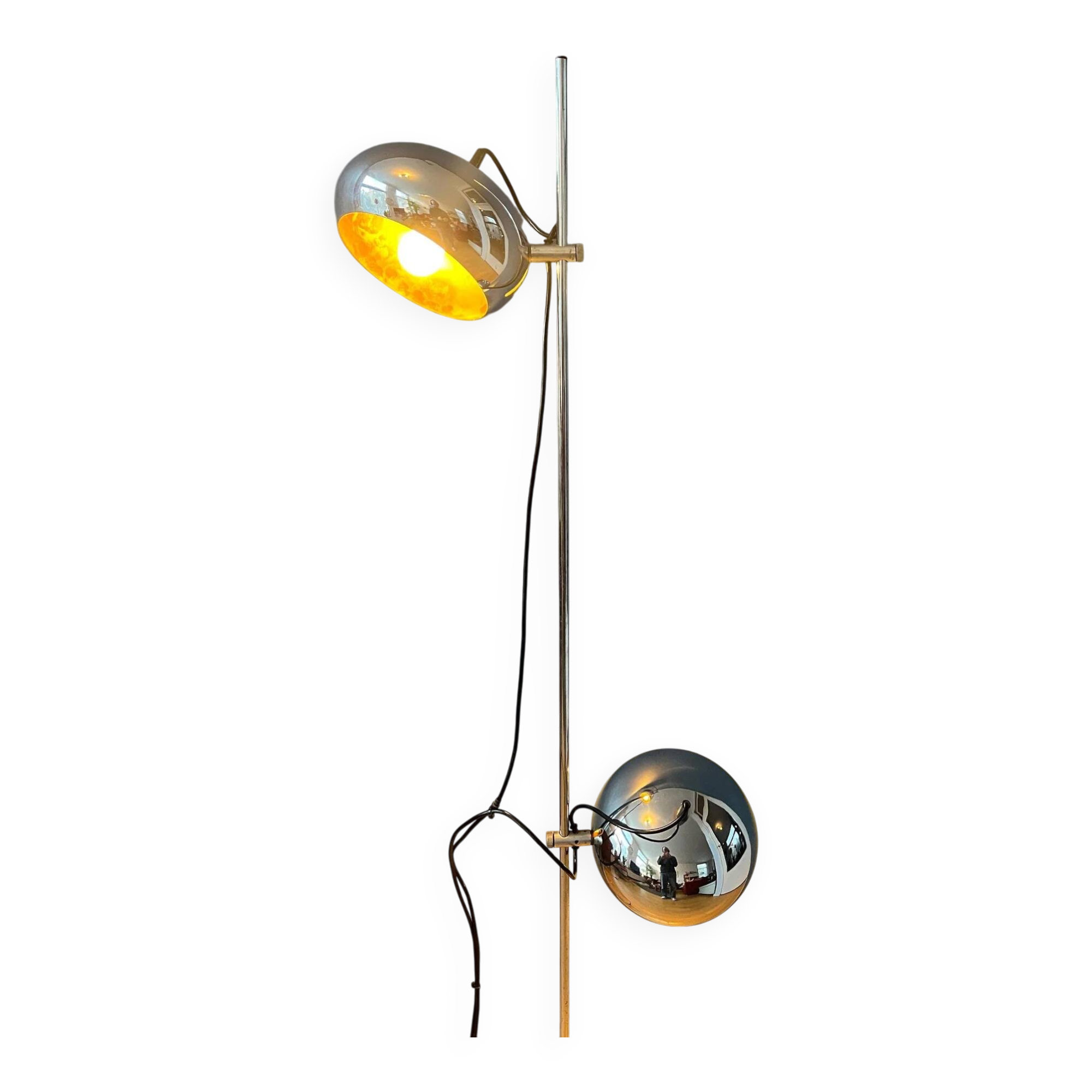 70s mid-century chrome Herda eyeball floor lamp