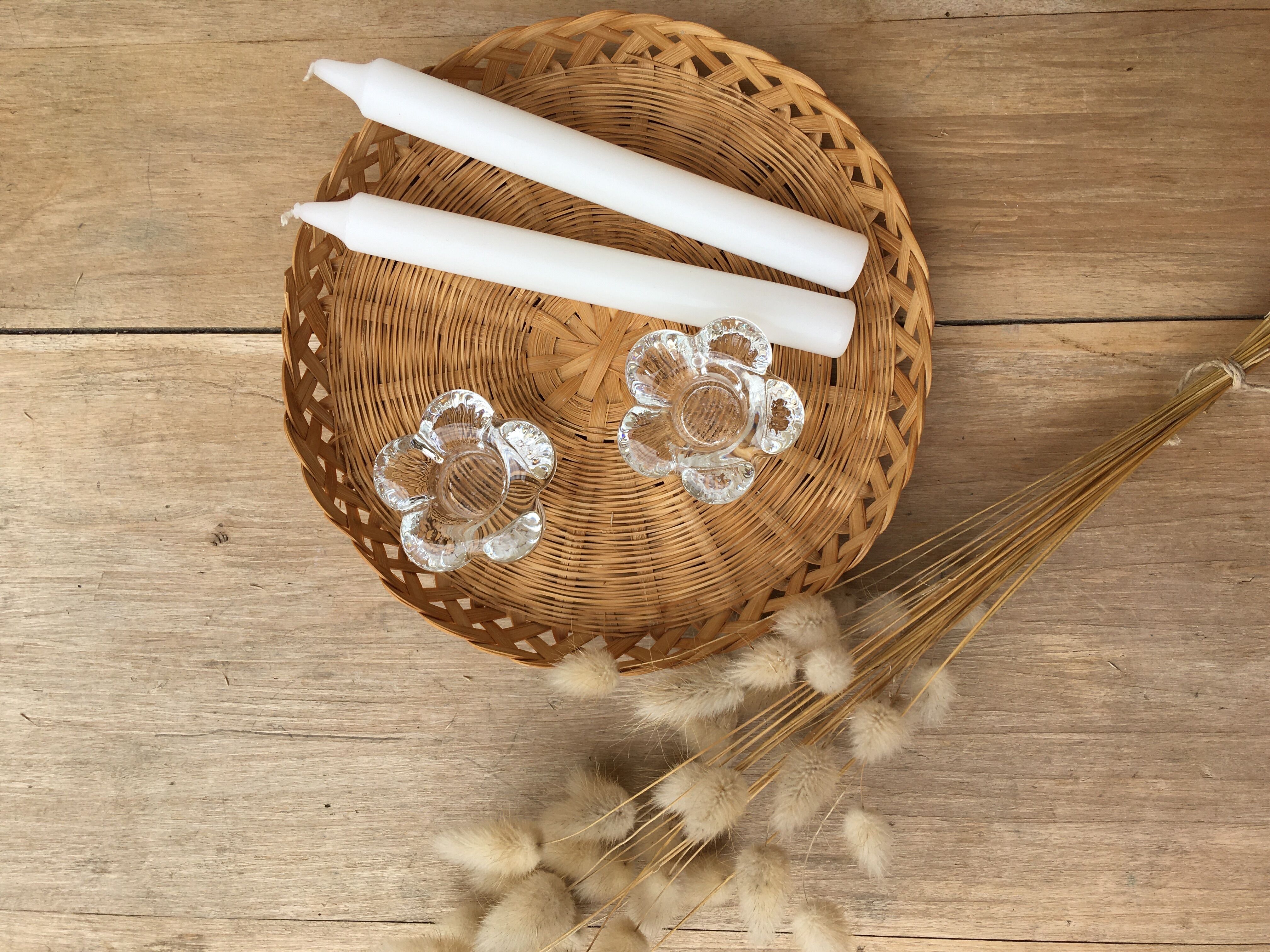 Pair of flower candle holders