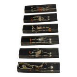 6 vintage knife holders, resin inclusion, shells.