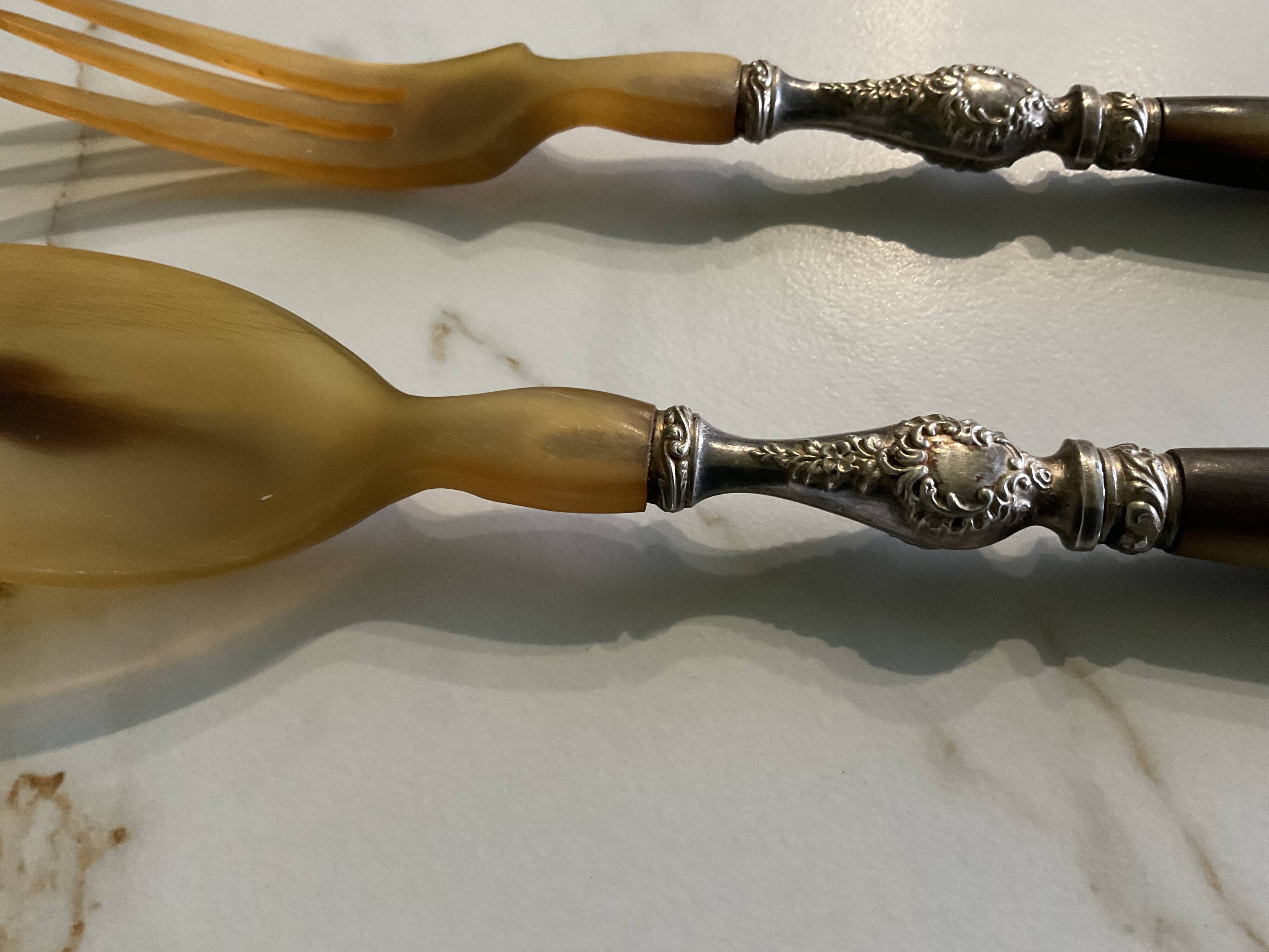 Box of 2 salad servers antique