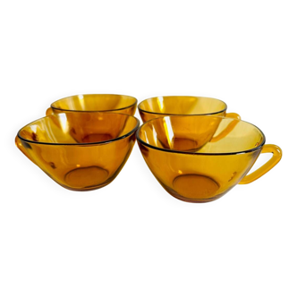 4 tasses a café vintage Duralex orange