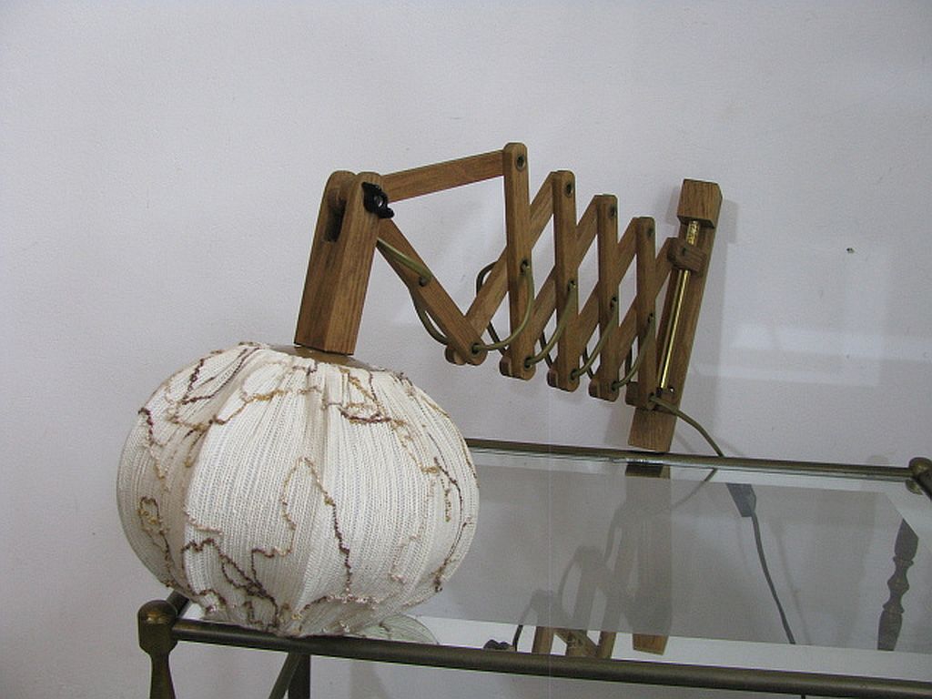 Applique murale/lampe à ciseaux. Holz Teak , Linus Bopp Limbach. Années 1970