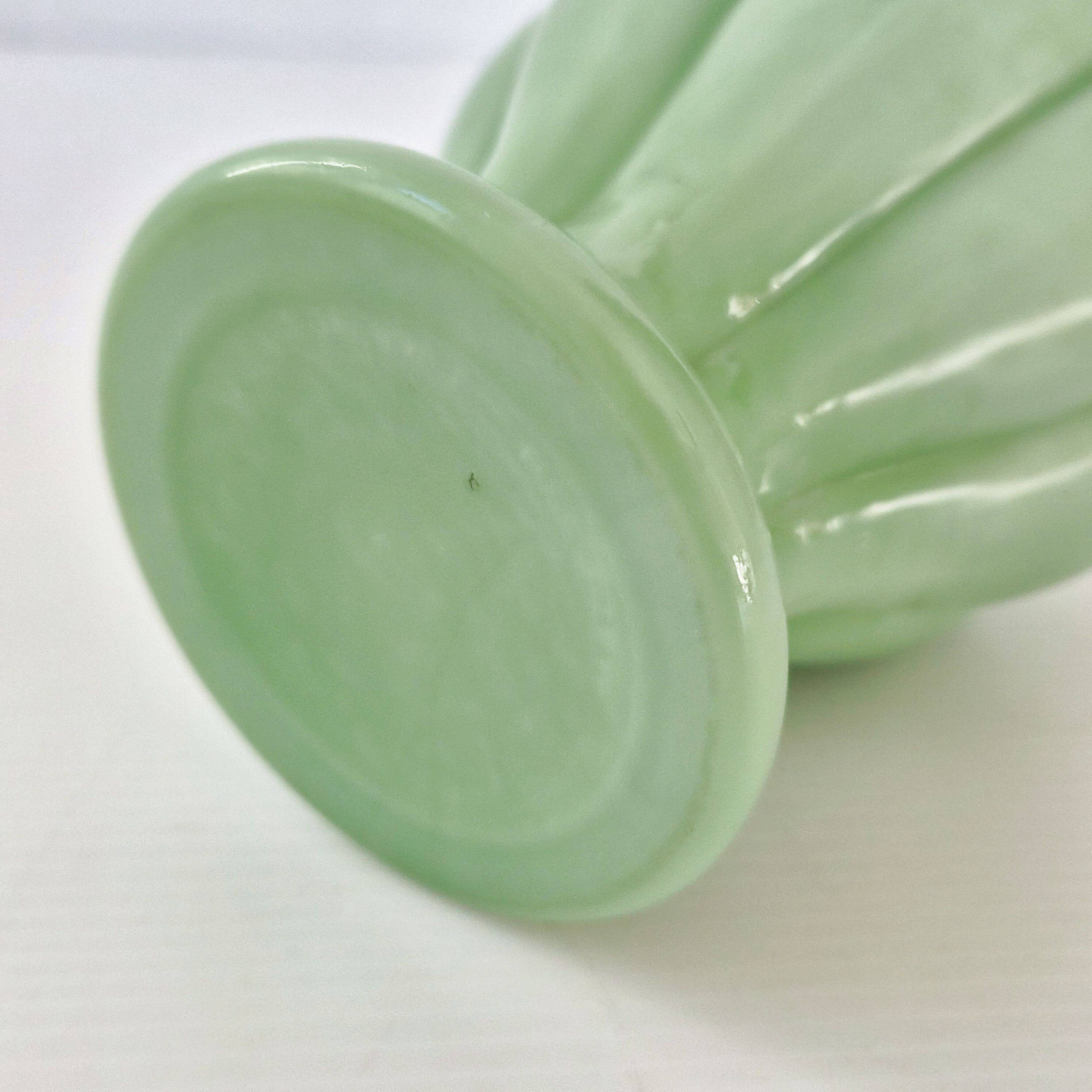 Vintage 1950s opaline glass table lamp in iridescent green 50s 1950s