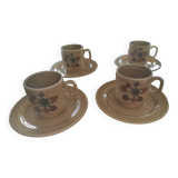 Set of 4 Pagnossin cups and saucers with vintage floral pattern