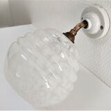 Wall lamp glass Clichy white brass porcelain 30s