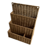 Vintage rattan mail holder