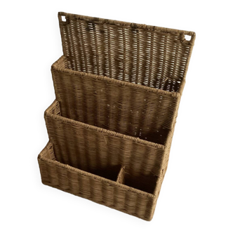 Vintage rattan mail holder