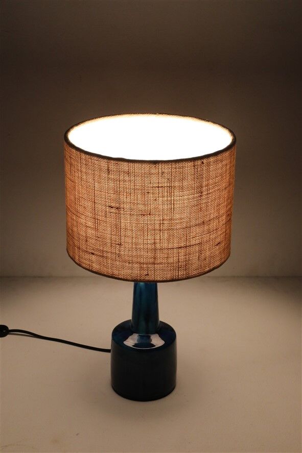 Rare Jørgen Holstein ceramic table lamp / mid-century Danish modern design / lamp / turquoise / 1960s / 1970s