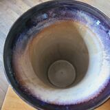 Large ceramic vase circa 50 blue/purple/beige enamel