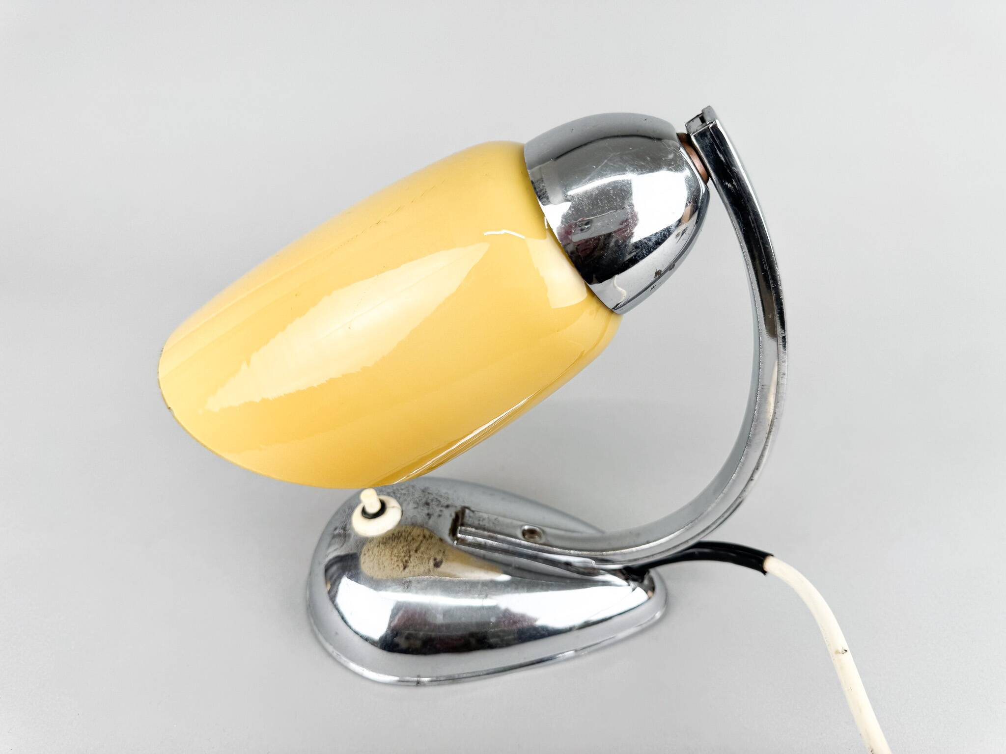 1950s chrome and opaline glass table lamp