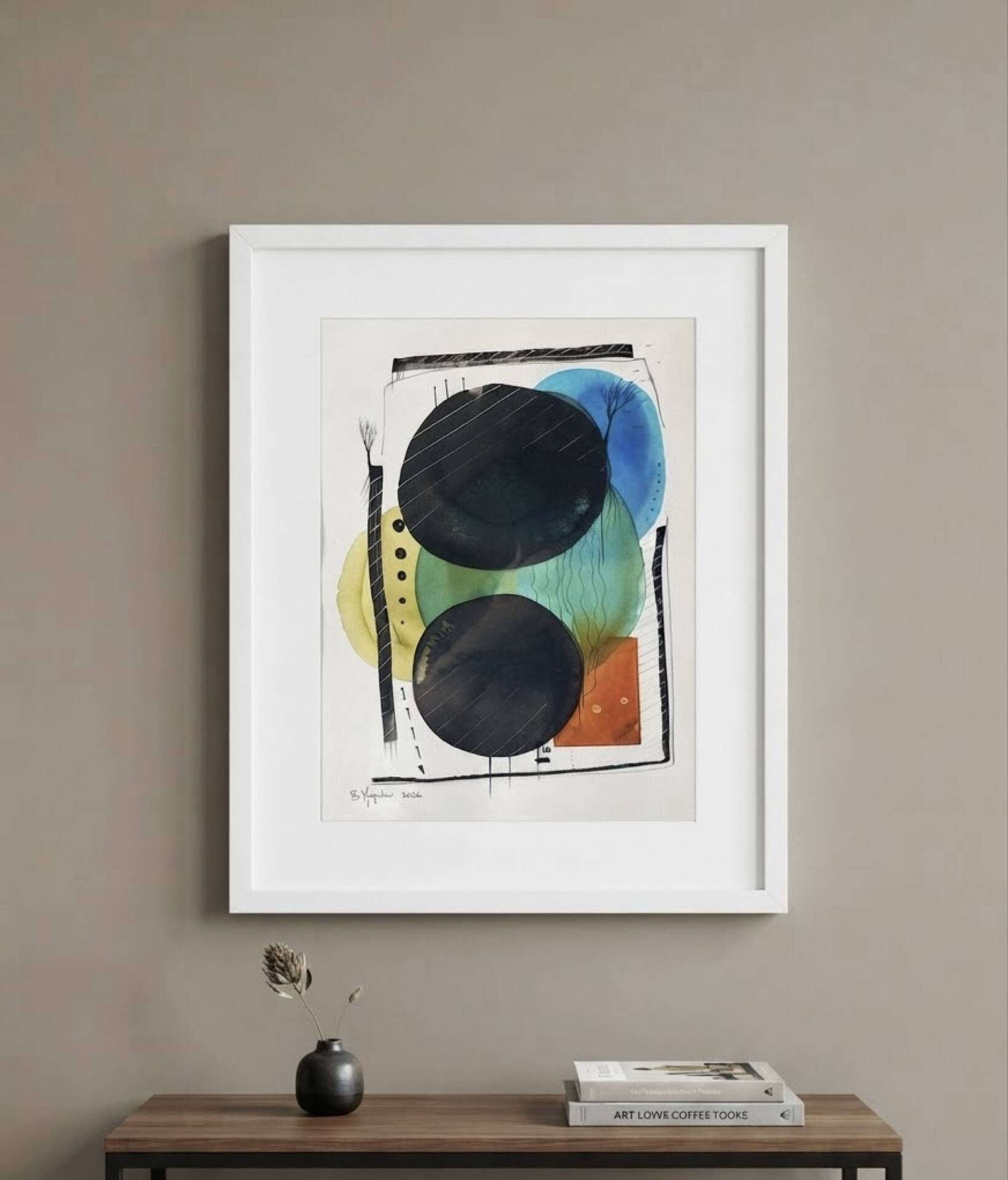 Original framed abstract artwork - Bertrand Mugabure