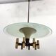 Curved glass disk chandelier. Italy 1950s