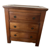 Commode 3 tiroirs en merisier et marbre gris, XIXe siècle