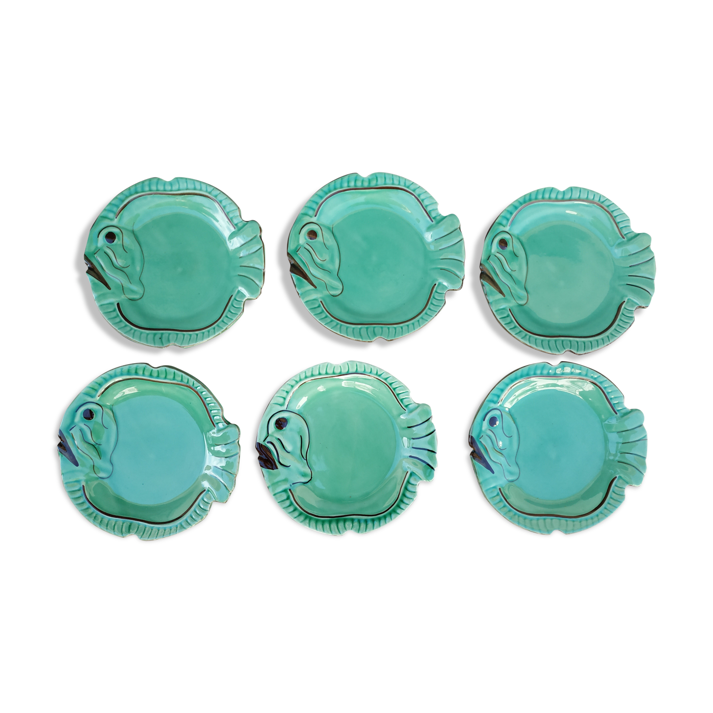 Six Vallauris ceramic plates, by Georges Huger